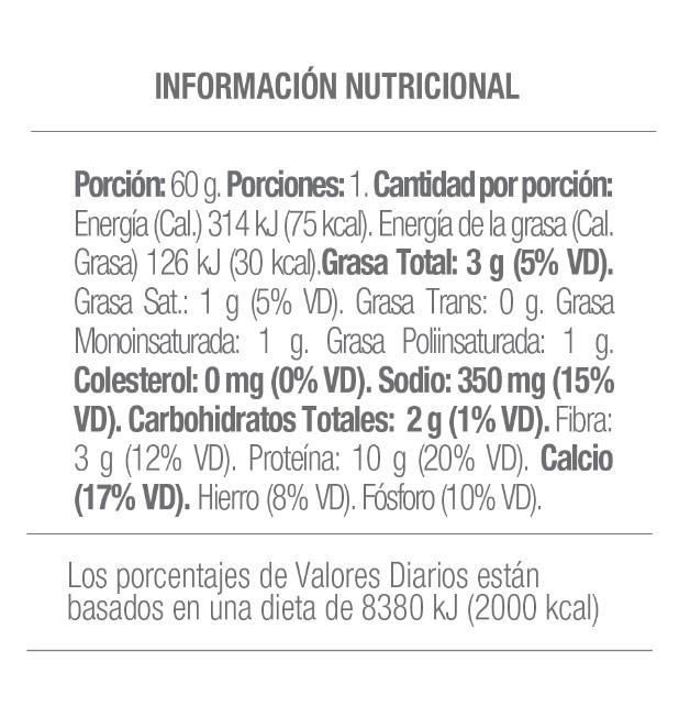 LaVerde |Super Chocho 60g | Información Nutricional